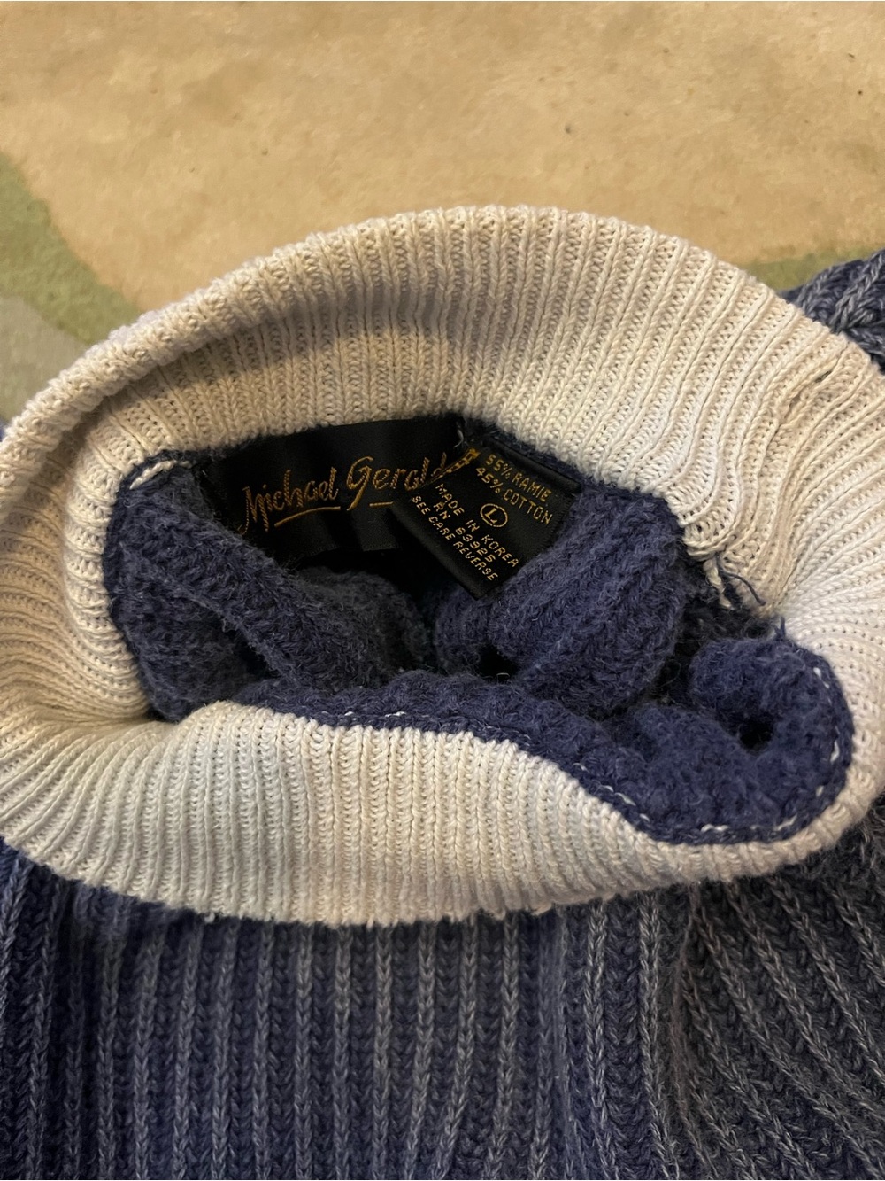Men's Navy & White Striped Crewneck Sweater - Picture 2 of 4